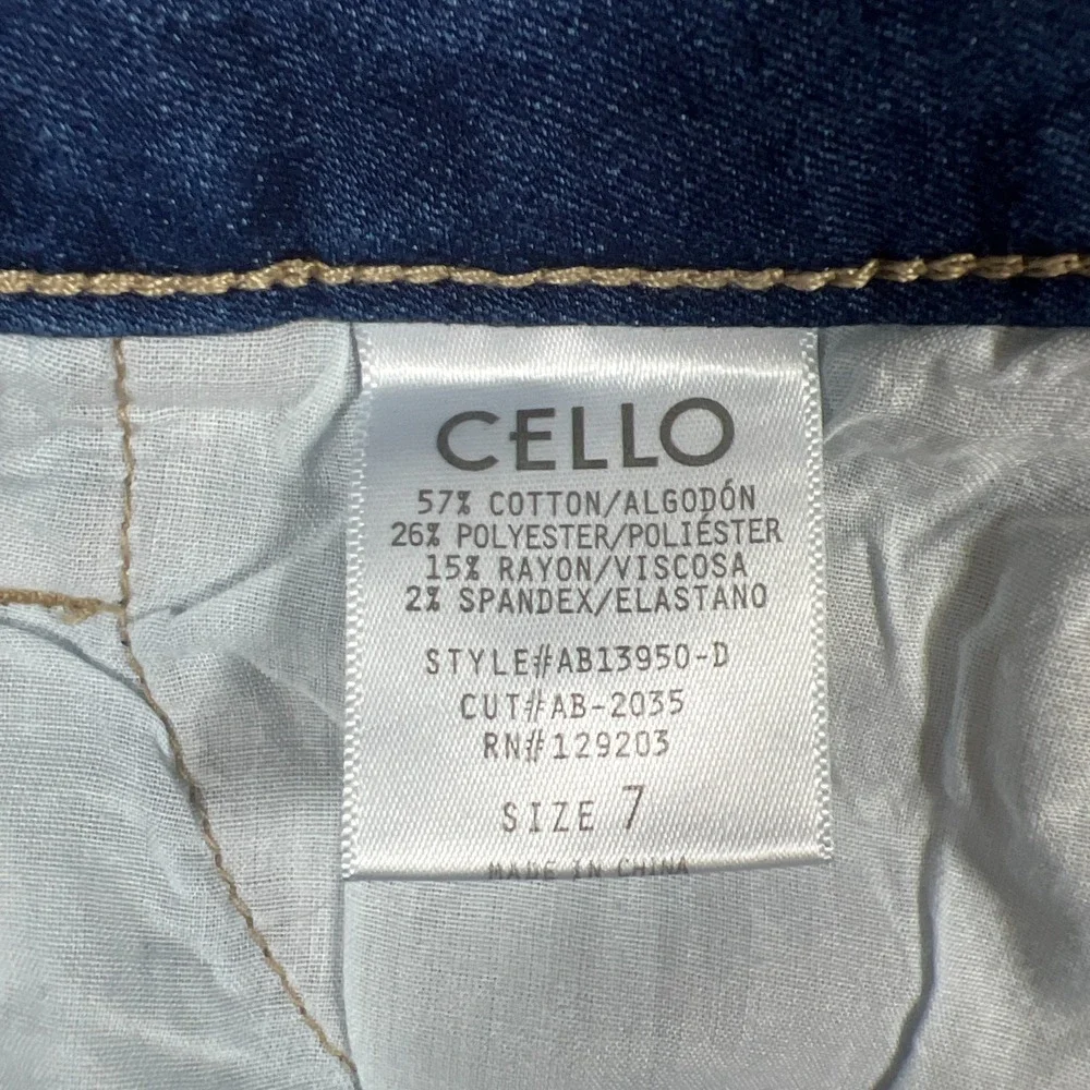 Cello Skinny Jeans Womens 7x28 Blue Whiskered Denim Cotton Medium Wash Mid Rise